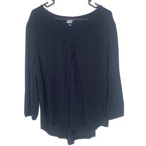 NWT Lands End Top Womens Size 1X Black Long Sleeve V-Neck Lightweight Stretch Fa